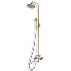 Душевая стойка Bronze de Luxe  для ванной и душа двухручковый длинный (25см) излив, лейка двойной цветок 10121DDF