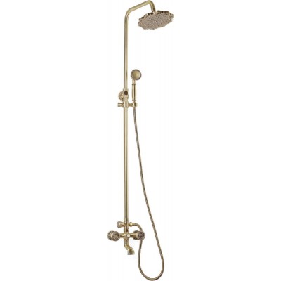 Душевая стойка Bronze de Luxe  для ванной и душа двухручковый короткий (10см) излив, лейка цветок 10121F